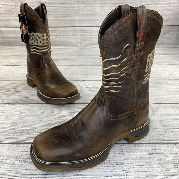 Trump Flag Embroidered Oil / Slip Resistant Cowboy Work Boots Men Size 10.5 EE - Picture 11 of 16